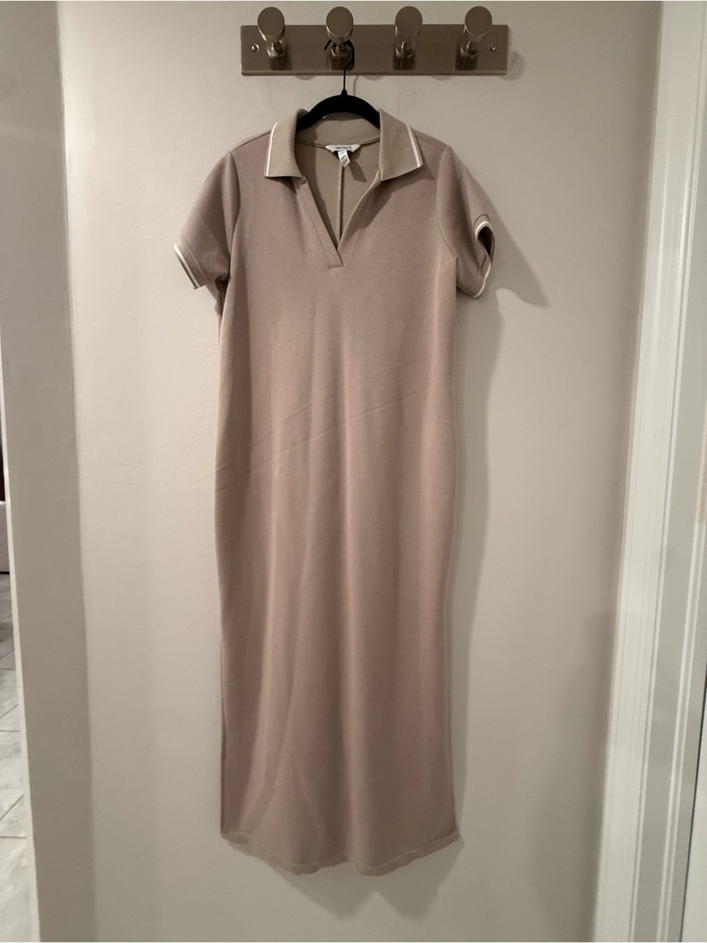 SPANX Beige Polo-Style Maxi Dress with Contrast Trim